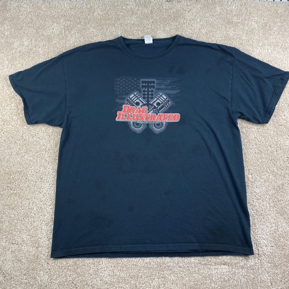 Fruit of the Loom Drag Illustrated Racing Graphic T-Shirt Black Mens XL